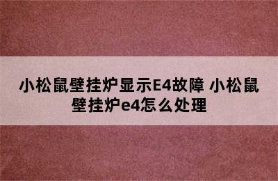 小松鼠壁挂炉显示E4故障 小松鼠壁挂炉e4怎么处理